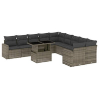 Set Divani da Giardino 11 pz con Cuscini in Polyrattan Grigio 3267540