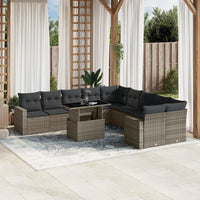 Set Divani da Giardino 11 pz con Cuscini in Polyrattan Grigio 3267540