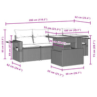 Set Divani da Giardino 5 pz con Cuscini in Polyrattan Nero 3267725