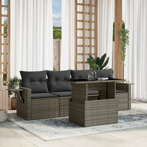 Set Divano da Giardino 5 pz con Cuscini Grigio in Polyrattan 3267730