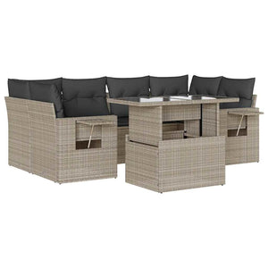 Set Divani da Giardino 7pz con Cuscini Grigio Chiaro Polyrattan 3267762