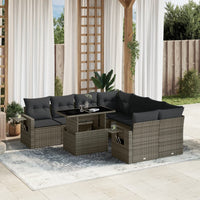 Set Divano da Giardino 9 pz con Cuscini Grigio in Polyrattan 3267800