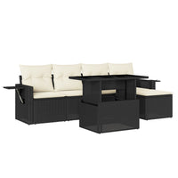 Set Divano da Giardino 6 pz con Cuscini Nero in Polyrattan 3267866