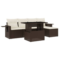 Set Divano da Giardino 6 pz con Cuscini Marrone in Polyrattan 3267873