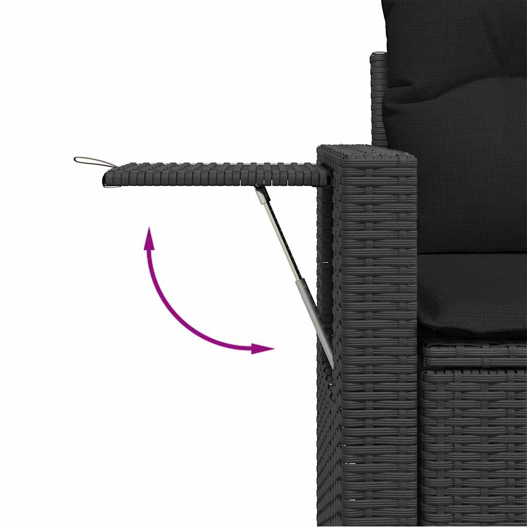 Set Divani da Giardino 5 pz con Cuscini in Polyrattan Nero 3267875