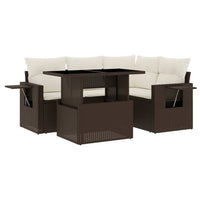 Set Divano da Giardino 5 pz con Cuscini Marrone in Polyrattan 3267883