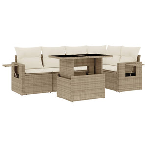 Set Divano da Giardino 6 pz con Cuscini Beige in Polyrattan 3267888