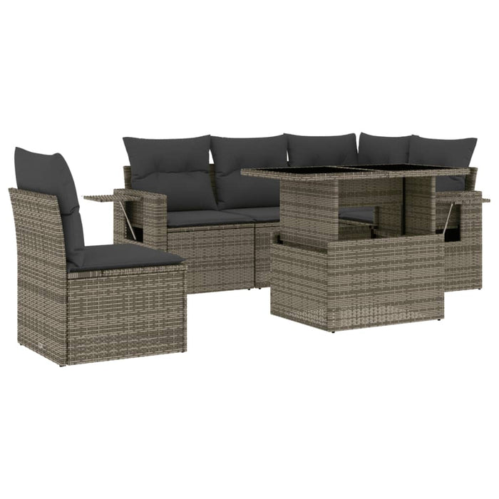 Set Divano da Giardino 6 pz con Cuscini Grigio in Polyrattan 3267910