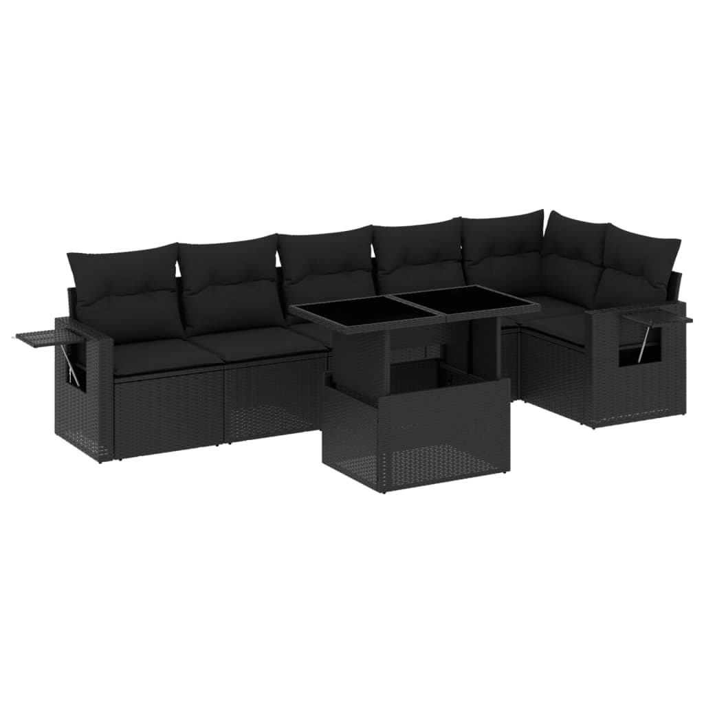 Set Divani da Giardino con Cuscini 7pz Nero Polyrattan 3267915