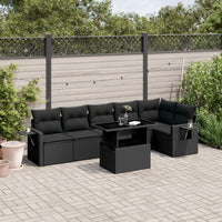 Set Divani da Giardino con Cuscini 7pz Nero Polyrattan 3267915