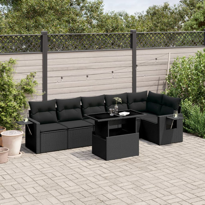 Set Divani da Giardino con Cuscini 7pz Nero Polyrattan 3267915