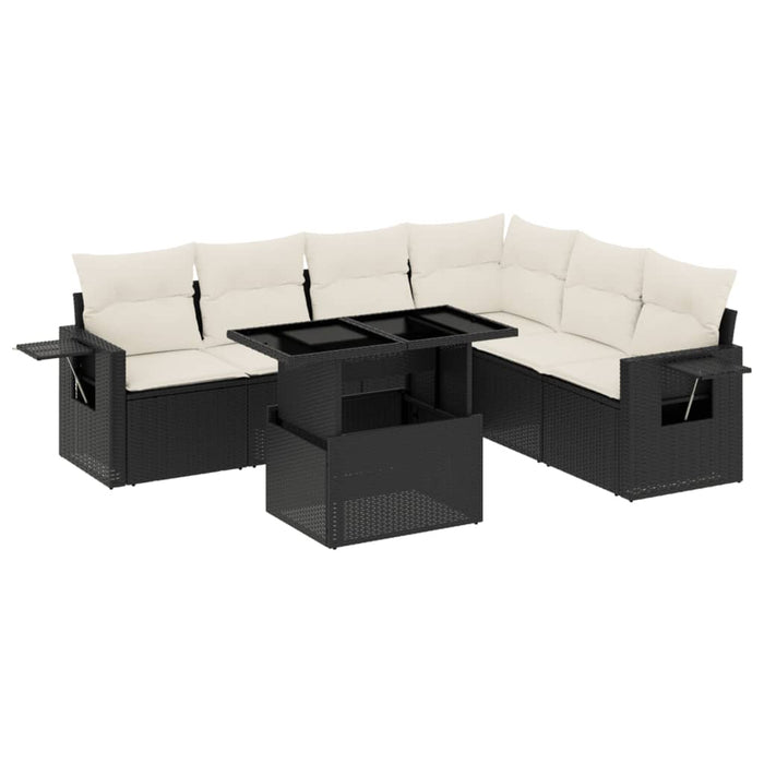 Set Divani da Giardino con Cuscini 7pz Nero Polyrattan 3267926