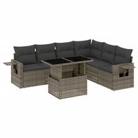 Set Divani da Giardino 7 pz con Cuscini Grigio in Polyrattan 3267930