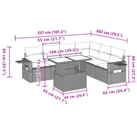 Set Divani da Giardino 7 pz con Cuscini Grigio in Polyrattan 3267930