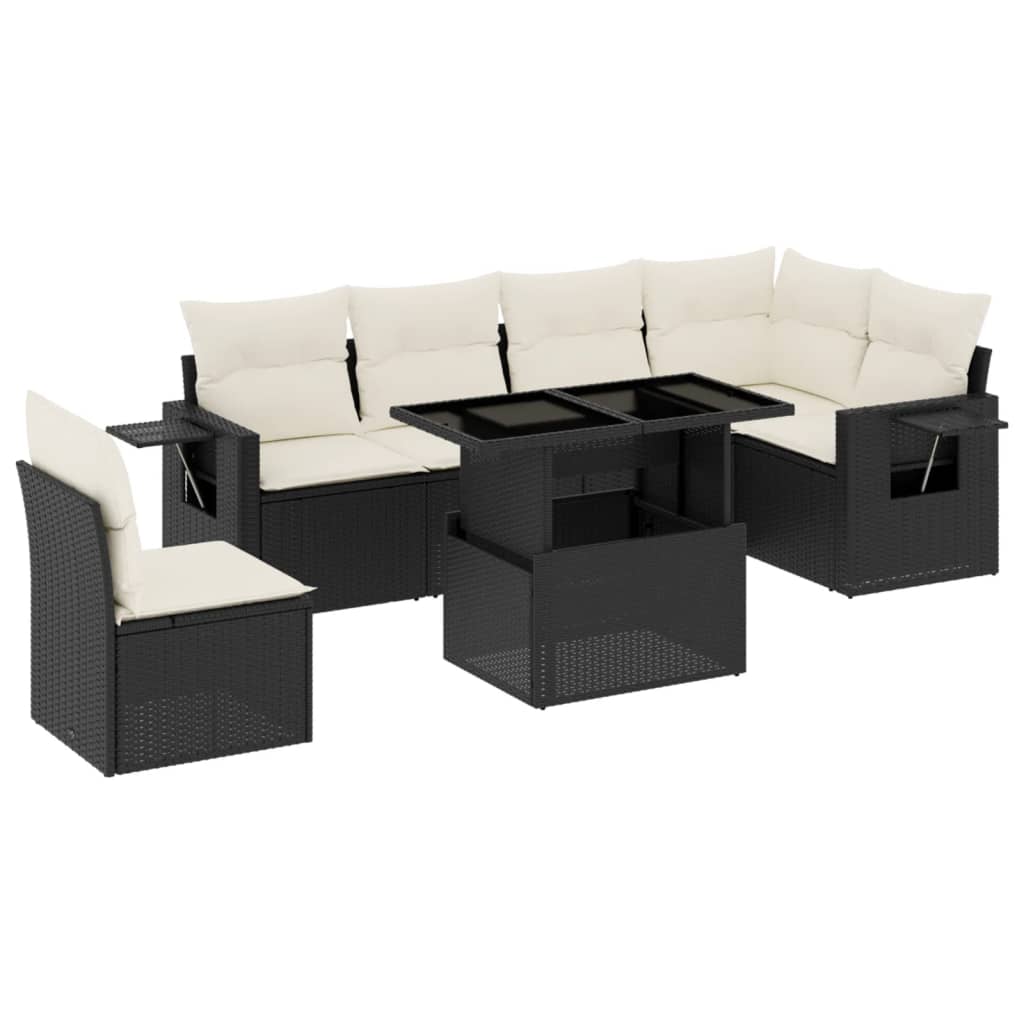 Set Divani da Giardino con Cuscini 7pz Nero Polyrattan 3267936