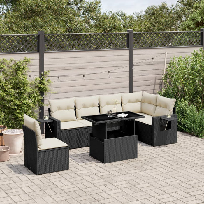 Set Divani da Giardino con Cuscini 7pz Nero Polyrattan 3267936