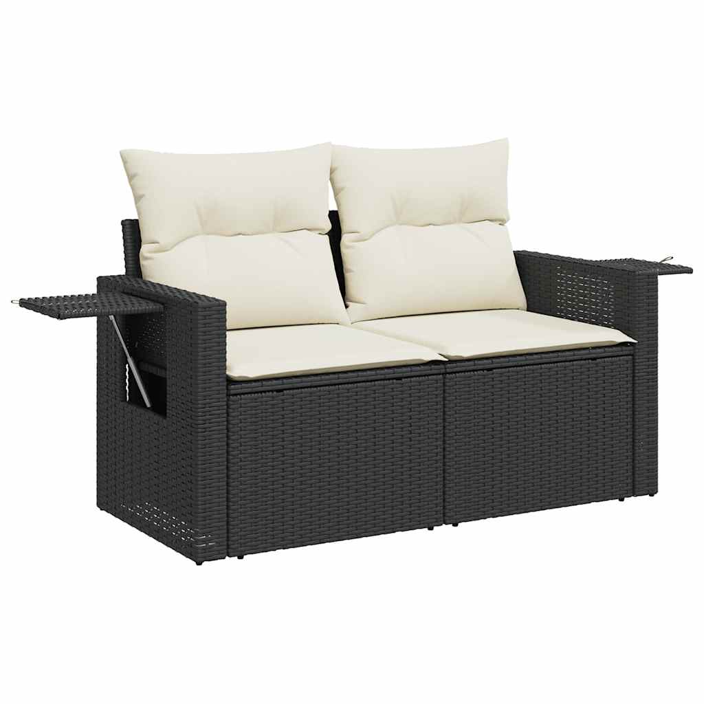 Set Divani da Giardino 9 pz con Cuscini Nero in Polyrattan 3268036