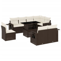 Set Divani da Giardino 9pz con Cuscini Marrone in Polyrattan 3268043