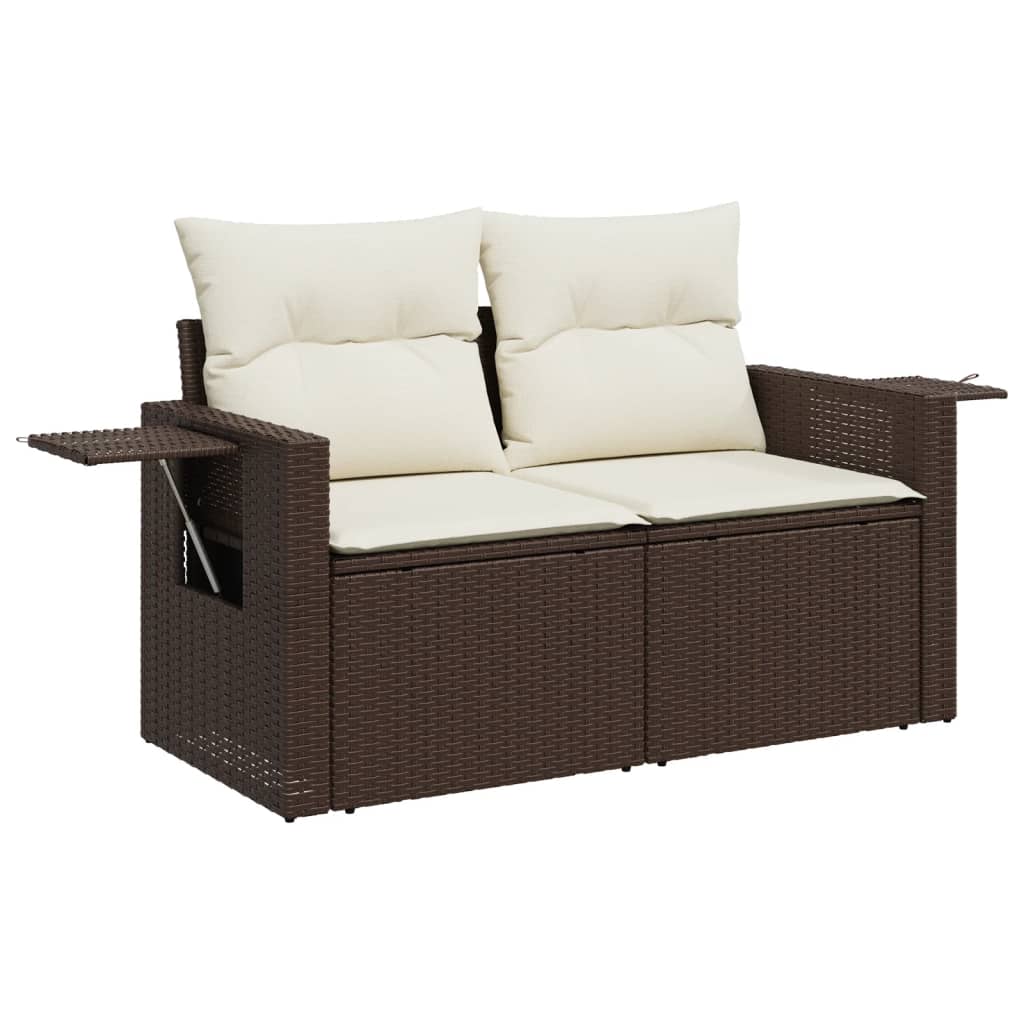 Set Divani da Giardino 9pz con Cuscini Marrone in Polyrattan 3268043