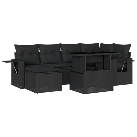 Set Divani da Giardino con Cuscini 7pz Nero Polyrattan 3268045