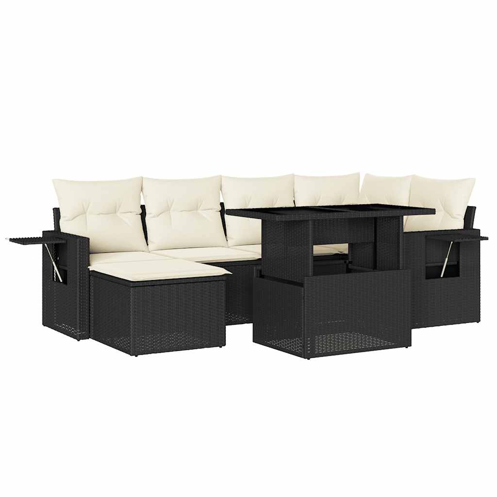 Set Divani da Giardino con Cuscini 7pz Nero Polyrattan 3268046