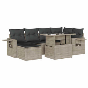 Set Divani da Giardino 7pz con Cuscini Grigio Chiaro Polyrattan 3268052