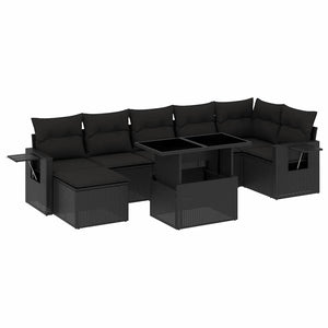 Set Divani da Giardino con Cuscini 8 pz Nero in Polyrattan 3268055