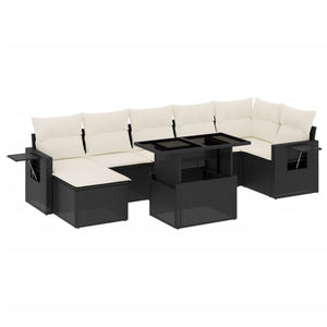 Set Divani da Giardino con Cuscini 8 pz Nero in Polyrattan 3268056