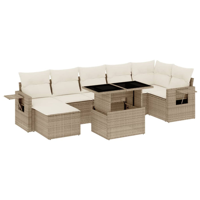 Set Divano da Giardino 8 pz con Cuscini Beige in Polyrattan 3268058