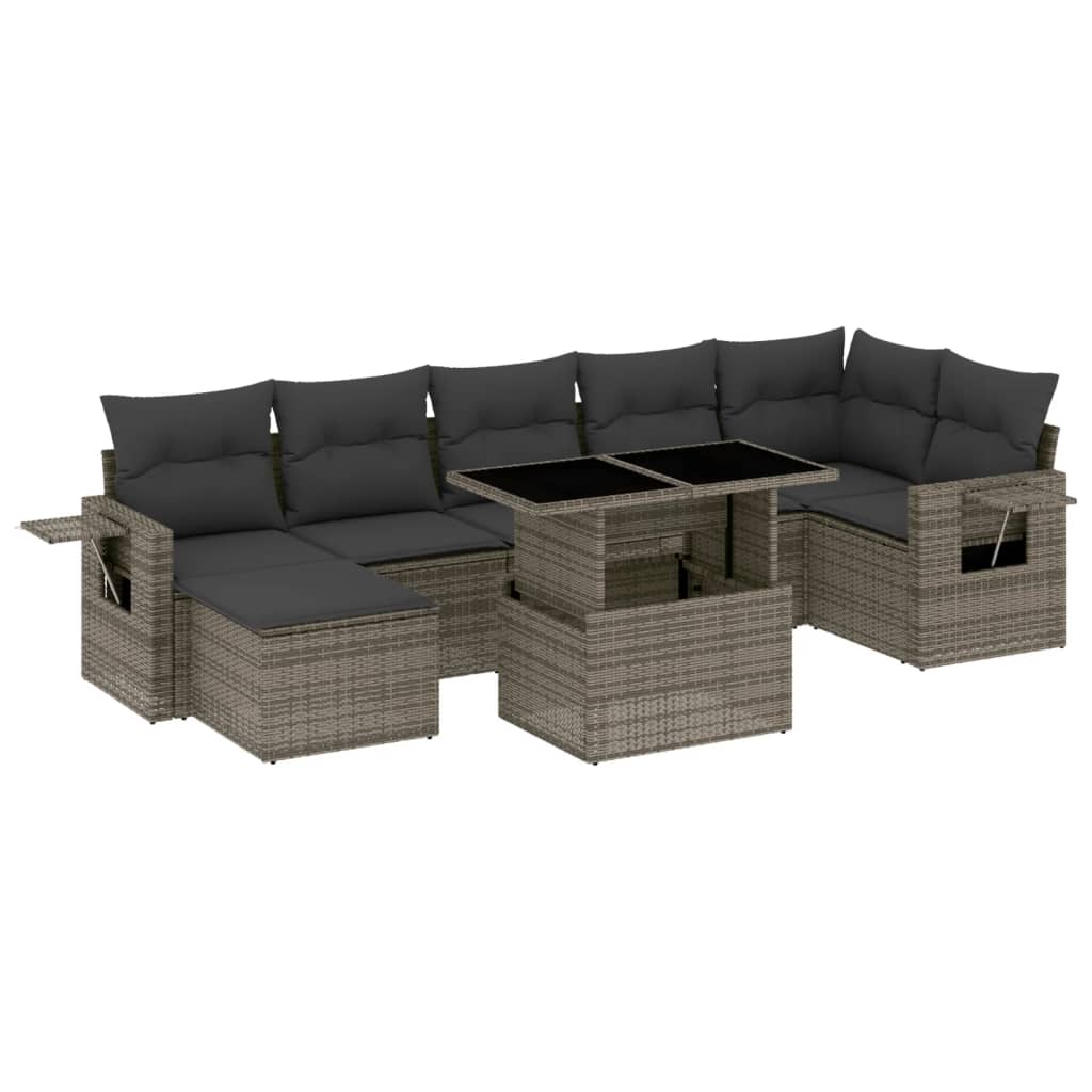 Set Divano da Giardino 8 pz con Cuscini Grigio in Polyrattan 3268060