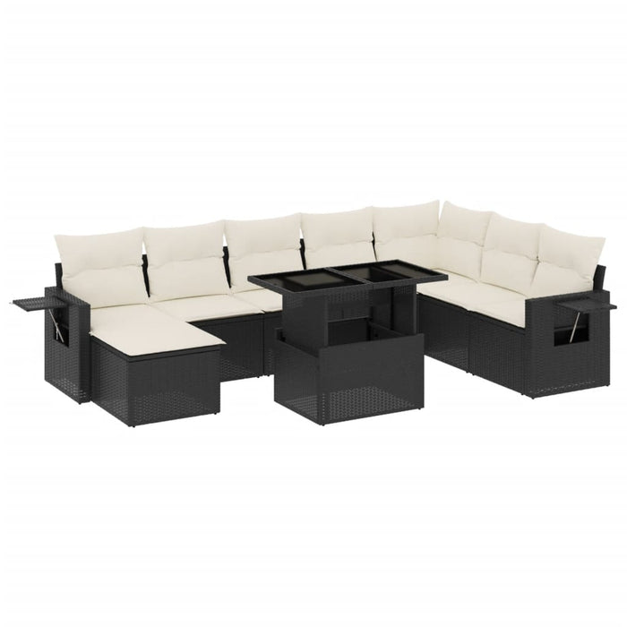 Set Divani da Giardino con Cuscini 8 pz Nero in Polyrattan 3268066