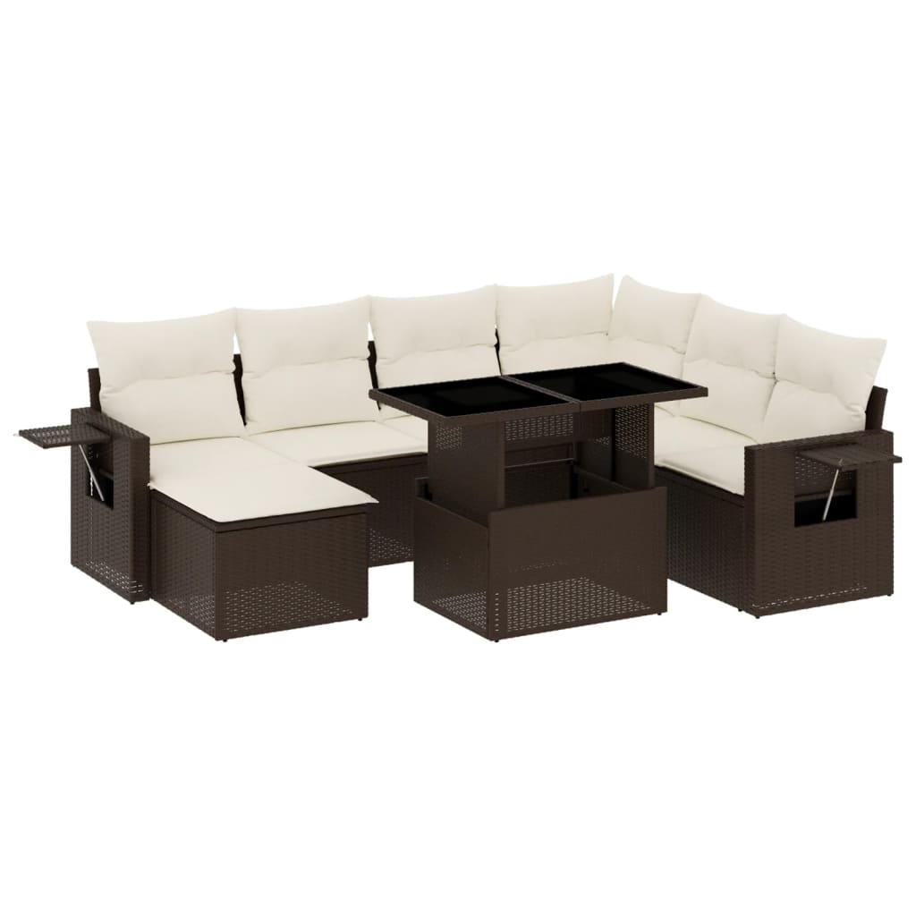 Set Divani da Giardino 8 pz con Cuscini Marrone in Polyrattan 3268073