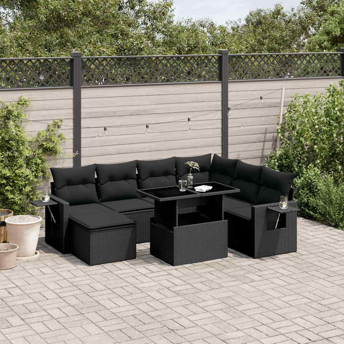 Set Divani da Giardino 9 pz con Cuscini Nero in Polyrattan 3268095