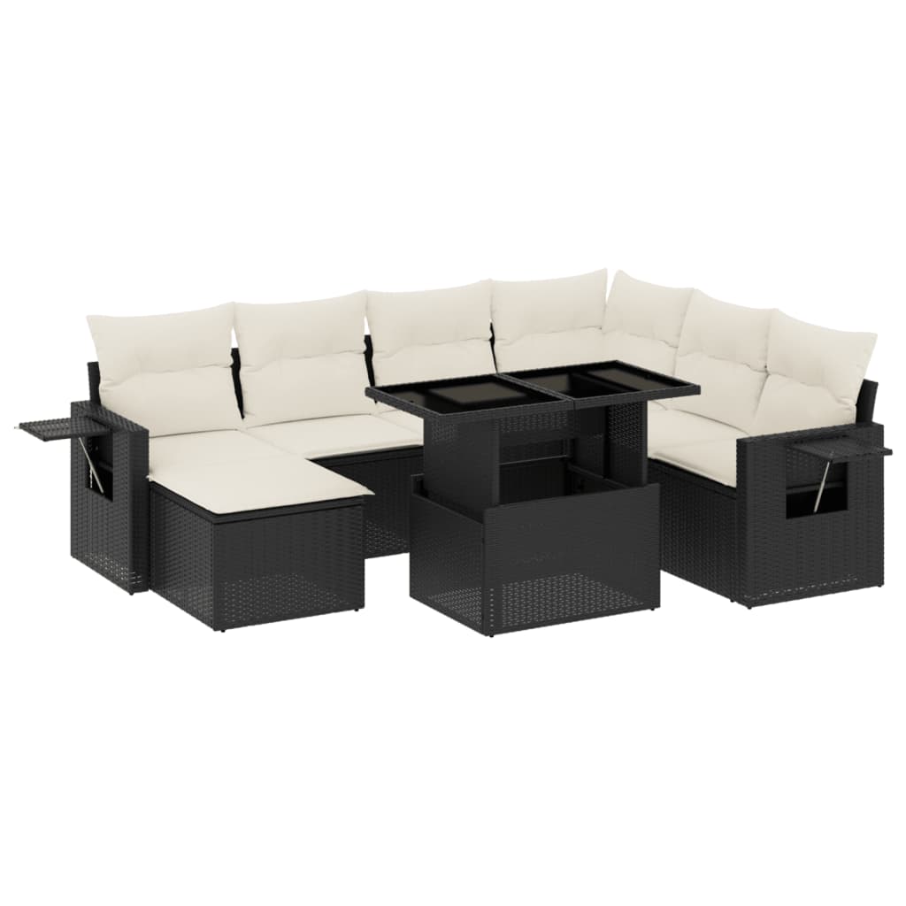 Set Divani da Giardino 9 pz con Cuscini Nero in Polyrattan 3268096