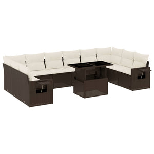 Set Divani da Giardino 11 pz con Cuscini Polyrattan Marrone 3268153