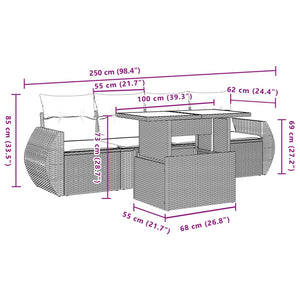 Set Divani da Giardino 5 pz con Cuscini in Polyrattan Nero 3268356