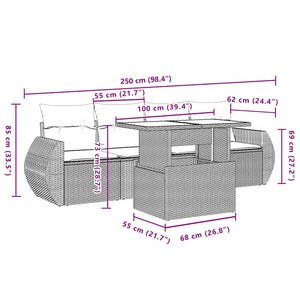 Set Divano da Giardino 5 pz con Cuscini Beige in Polyrattan 3268358