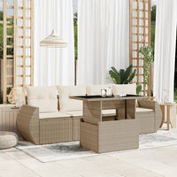 Set Divano da Giardino 5 pz con Cuscini Beige in Polyrattan 3268358