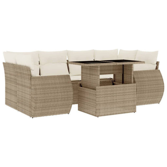 Set Divani da Giardino 7 pz con Cuscini Beige in Polyrattan 3268388