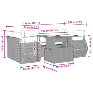 Set Divani da Giardino 7 pz con Cuscini Grigio in Polyrattan 3268390