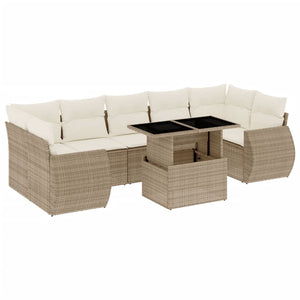 Set Divano da Giardino 8 pz con Cuscini Beige in Polyrattan 3268408