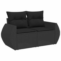 Set Divano da Giardino 6 pz con Cuscini Nero in Polyrattan 3268495