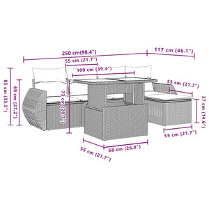 Set Divano da Giardino 6 pz con Cuscini Nero in Polyrattan 3268495