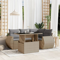 Set Divano da Giardino 5 pz con Cuscini Beige in Polyrattan 3268509