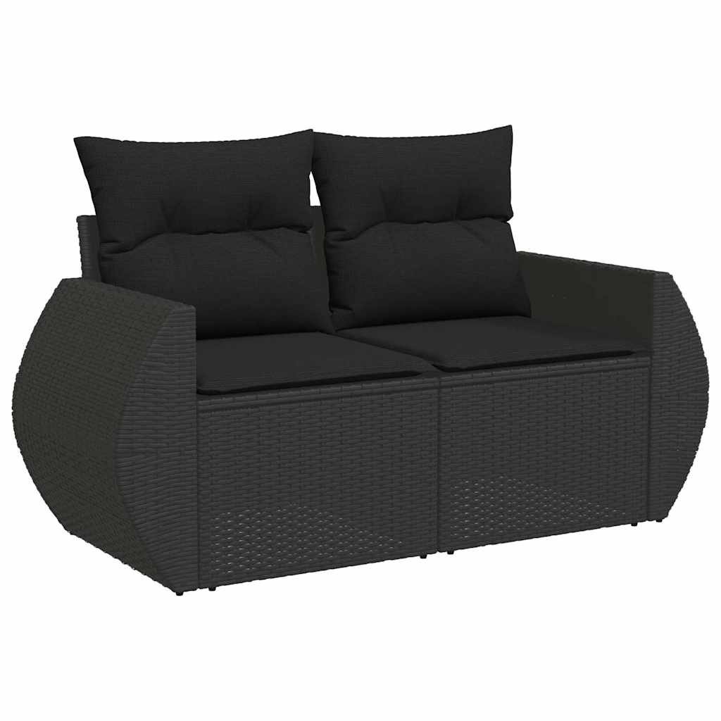 Set Divano da Giardino 6 pz con Cuscini Nero in Polyrattan 3268515