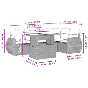 Set Divano da Giardino 6 pz con Cuscini Nero in Polyrattan 3268515