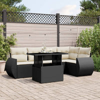 Set Divano da Giardino 6 pz con Cuscini Nero in Polyrattan 3268516