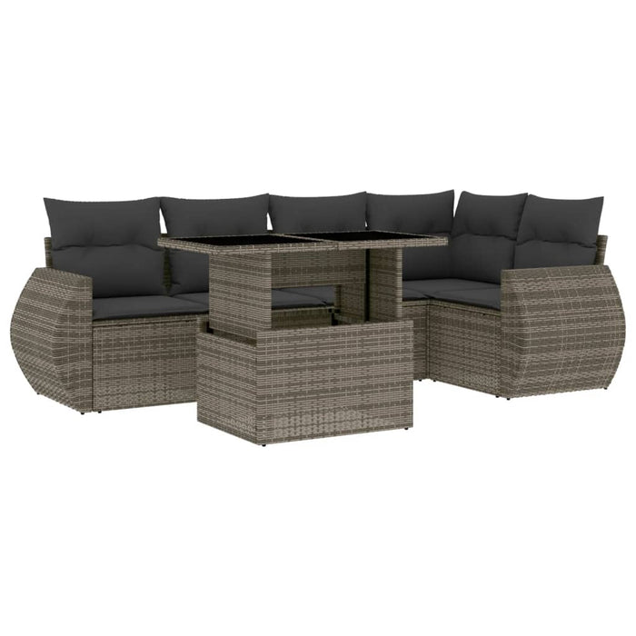 Set Divano da Giardino 6 pz con Cuscini Grigio in Polyrattan 3268520