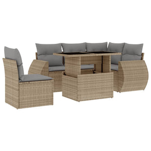 Set Divano da Giardino 6 pz con Cuscini Beige in Polyrattan 3268539