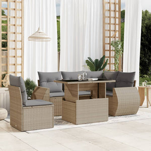 Set Divano da Giardino 6 pz con Cuscini Beige in Polyrattan 3268539